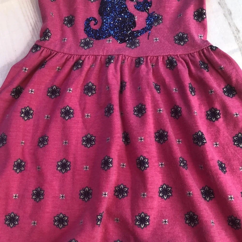 Disney Jumping Beans Summer Dress Sparkly Jasmine Pink Blue Floral Girls 4